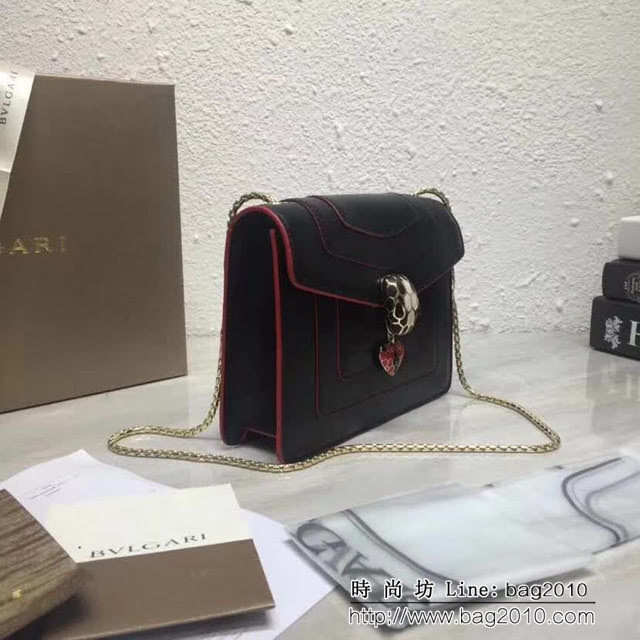 BVLGARI寶格麗 專櫃同歩新款 Serpenti Forever 小牛皮翻蓋包 鏈條單肩斜挎包 34559 FYD1420